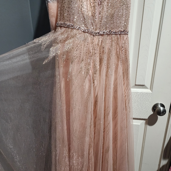 Dylan & Davids Long Formal Prom Rose Gold Dress size 16 - Picture 7 of 8